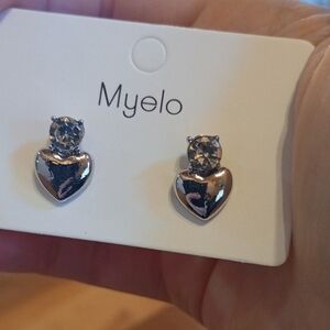 ♥️ $10 Each Or 4/$20 Silver Heart Stud Earrings with Crystal Accent
